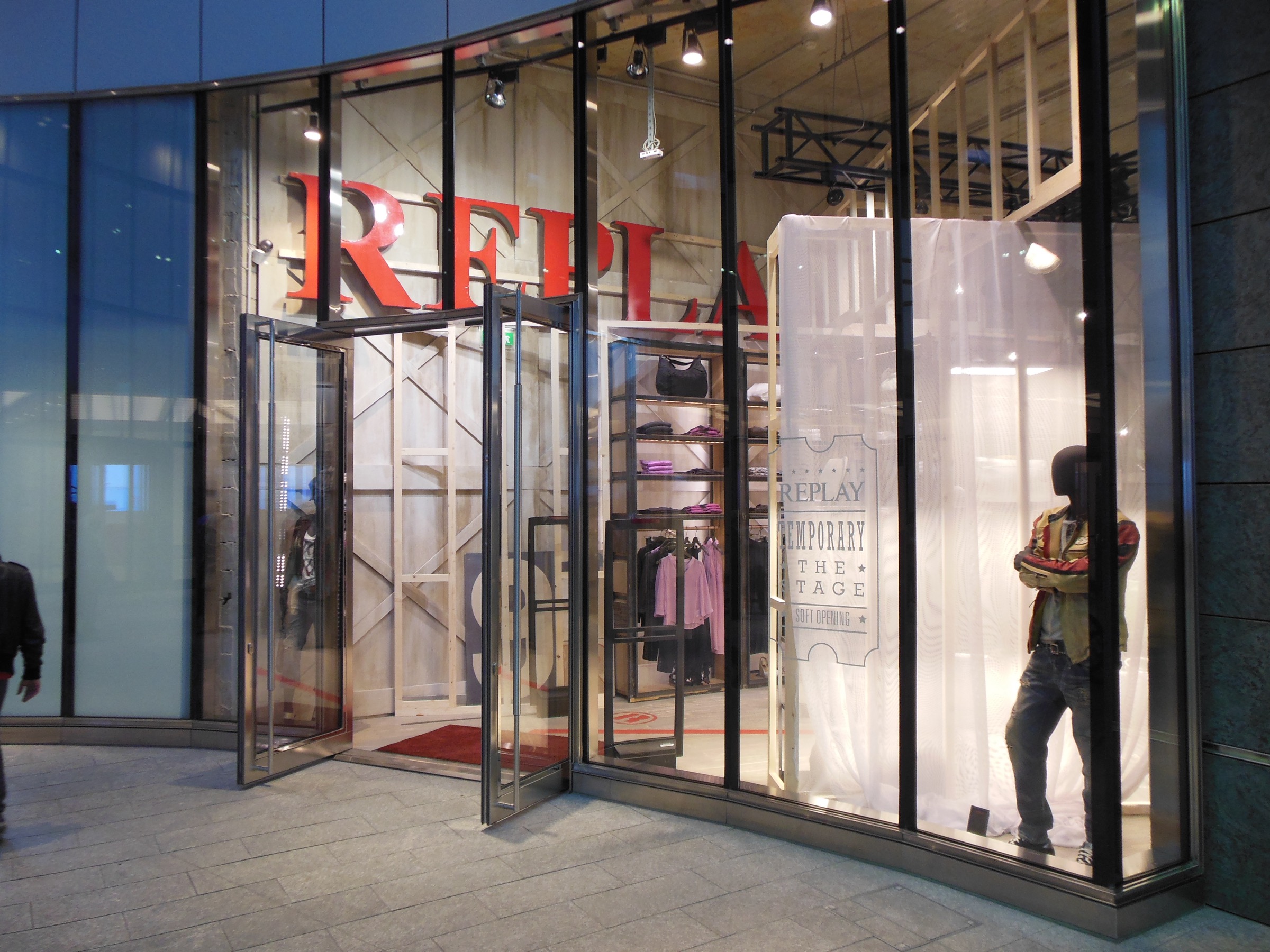 Completed Replay Milano Temporary store showing the finished customer environment